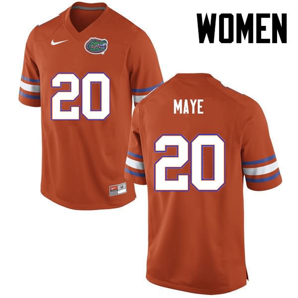 Women's NCAA Florida Gators Marcus Maye #20 Stitched Authentic Nike Orange College Football Jersey CMH4065ZL